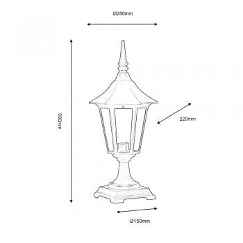 Oaks Lighting 191 PED BK Cardinal Pedestal Lantern