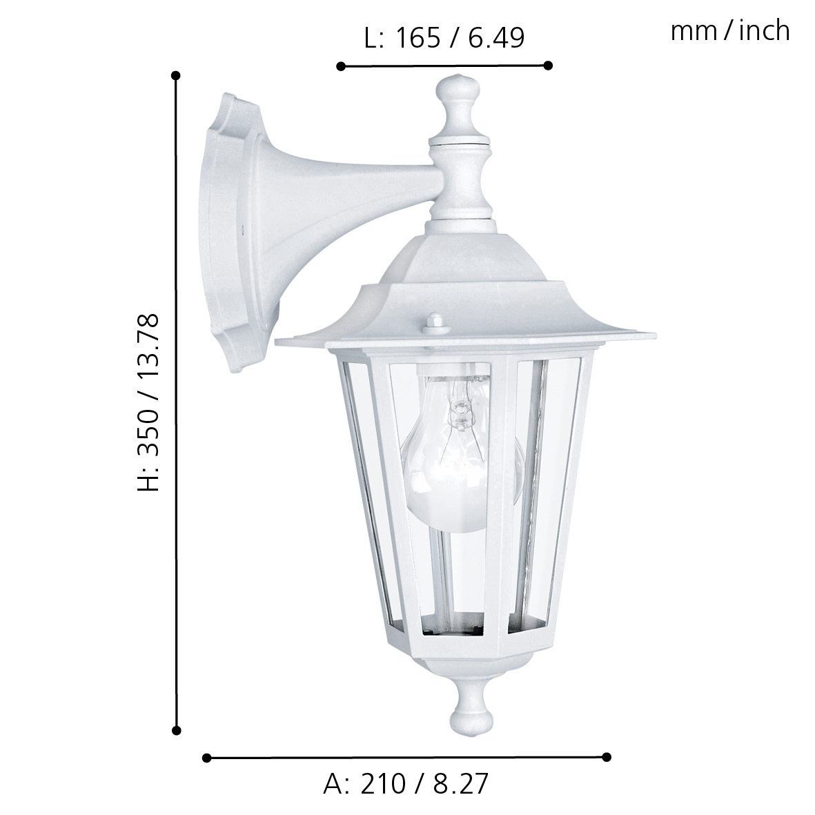 22462  LATERNA 5 wall light cast in white aluminum with clear glass