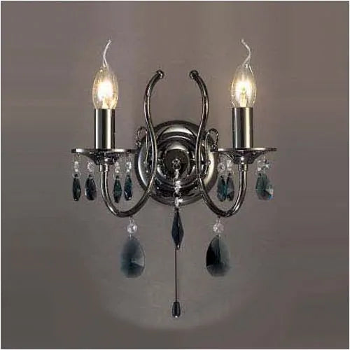 Diyas IL30902 Luna 2 Light Black Chrome Crystal Wall Lamp