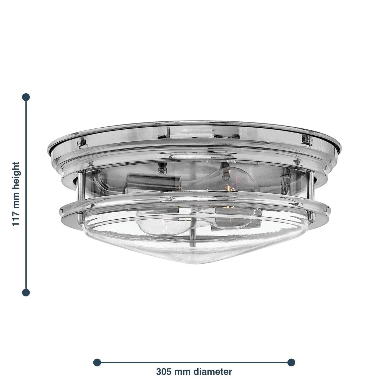 Quintessentiale QN-HADRIAN-FS-CM-CLEAR Hadrian 2 Light Flush Ceiling Fitting Chrome with Clear Glass IP44