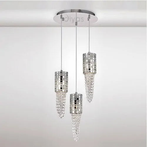 Camden Pendant 3 Light G9 Round Polished Chrome Mosaic Glass Crystal Diyas IL31624