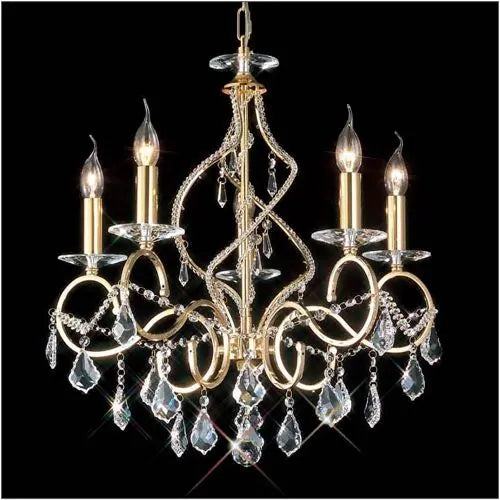 IL30325 Diyas Torino 5 Light French Gold Crystal Pendant