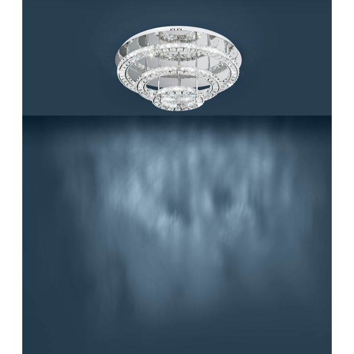 LED Chrome/Crystal Eglo Ceiling Light Toneria 39002