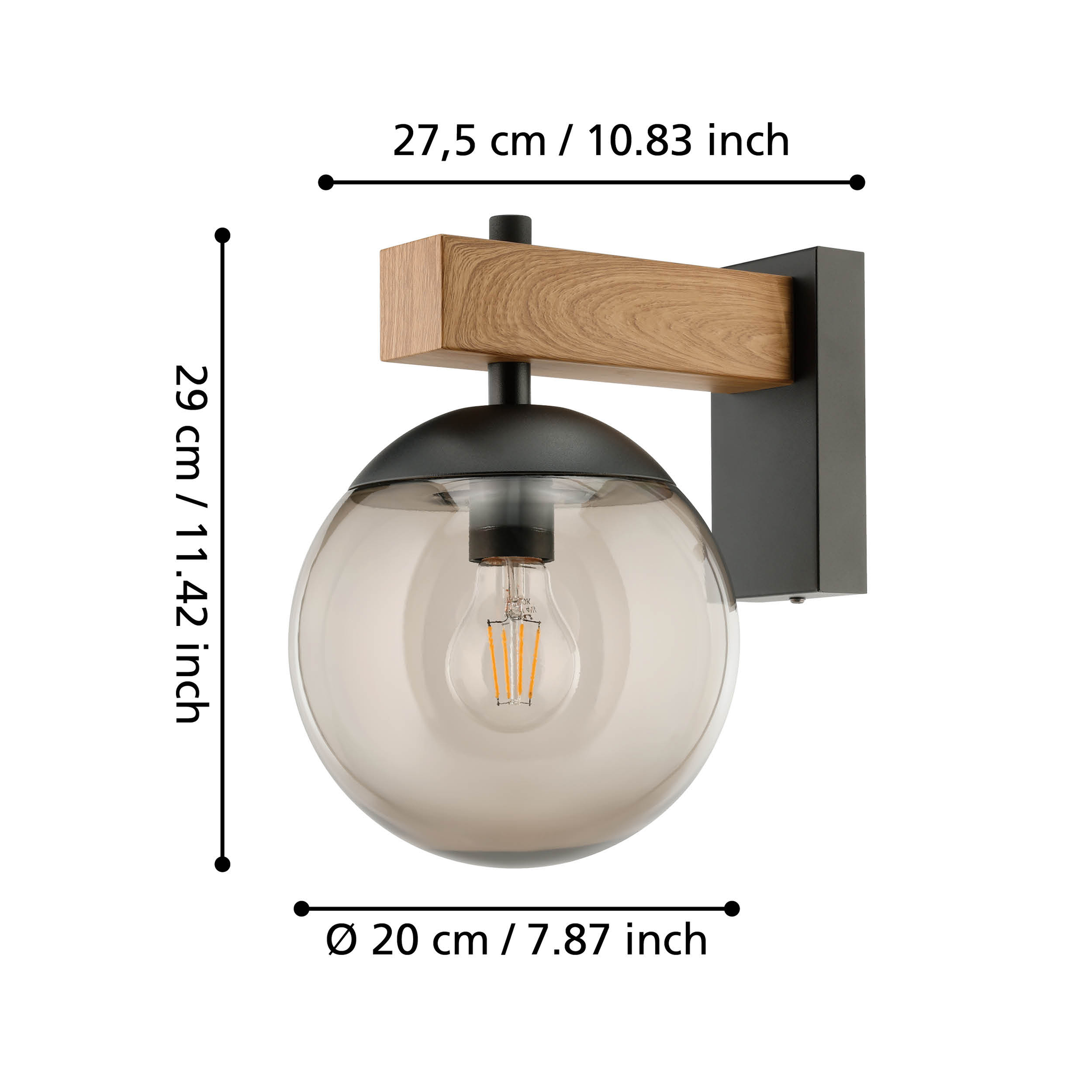 BUFALATA Outdoor wall light in black, brown, and translucent black plastic