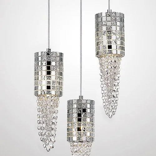 Camden Pendant 3 Light G9 Round Polished Chrome Mosaic Glass Crystal Diyas IL31624