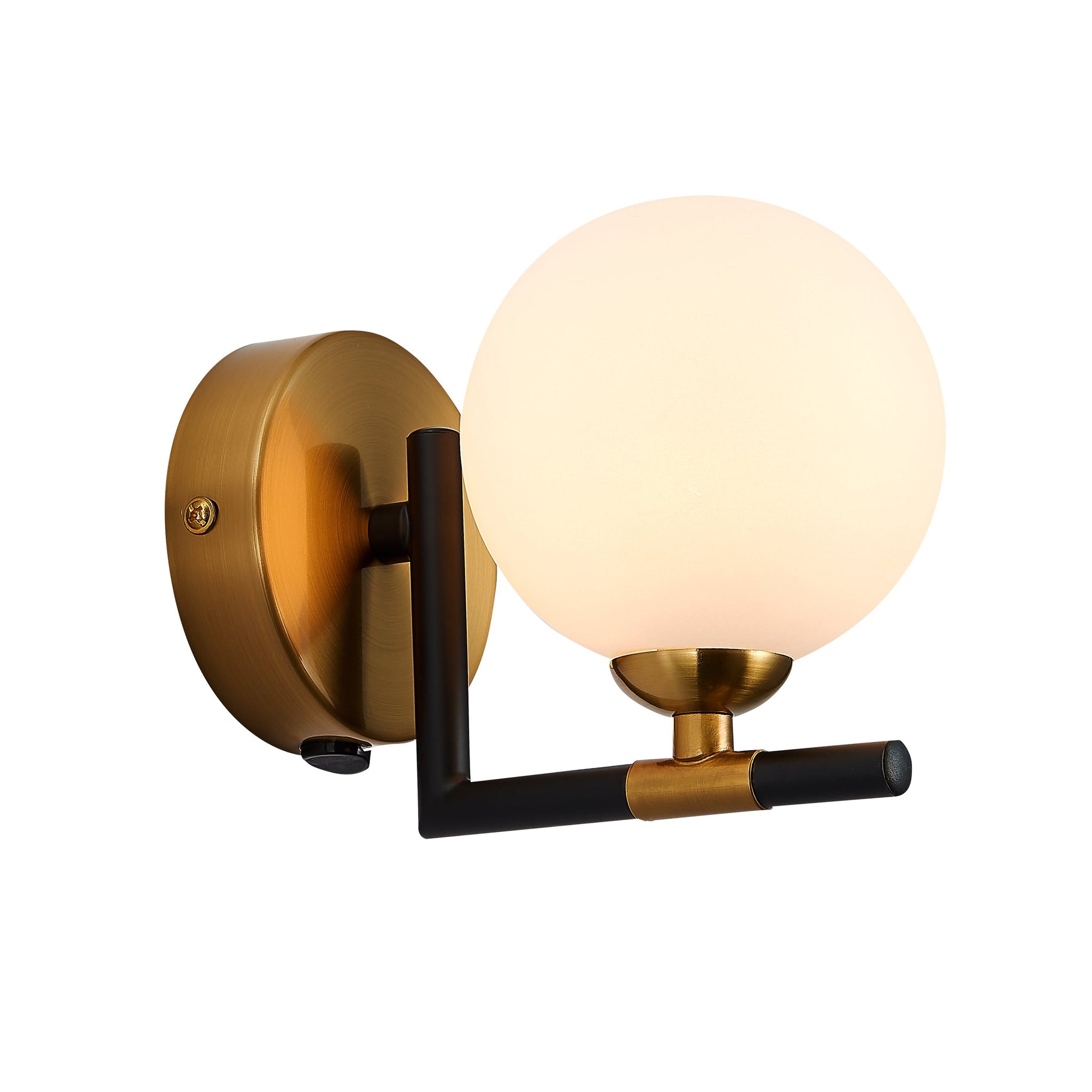 1 Bulb Wall Light in Matt Black and Antique Brass from LX-Batley LXBATL010MB1WAL