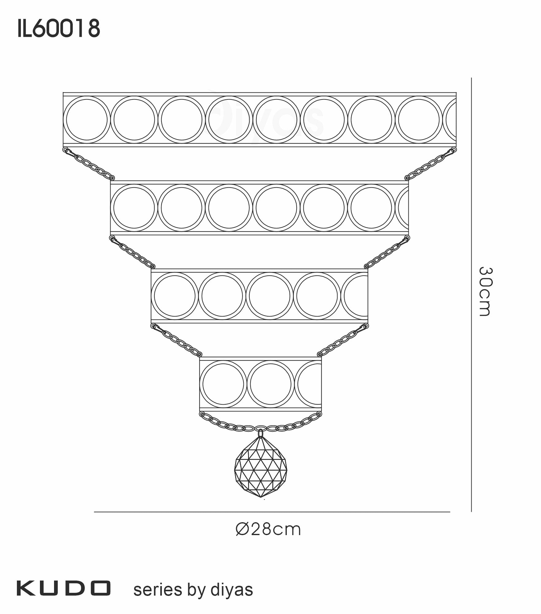 Kudo Crystal Pyramid Polished Chrome/Crystal Non-Electric Shade Only