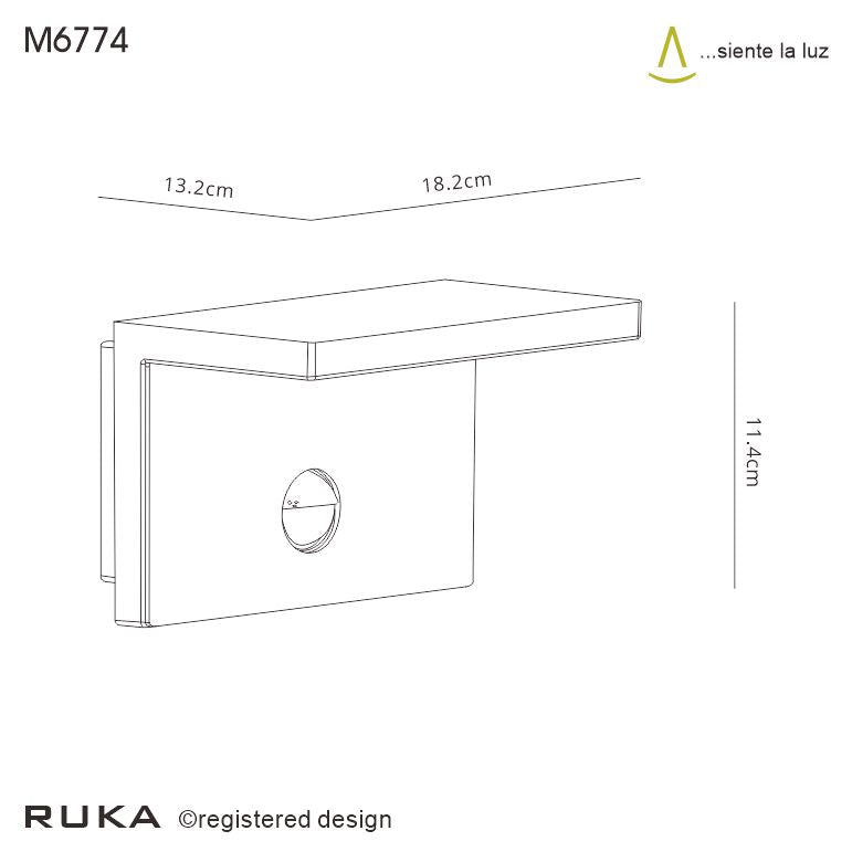 Ruka Motion Sensor Wall Light, Anthracite/Walnut, IP54, 15W LED, 3000K, 900lm, and 3 years of warranty
