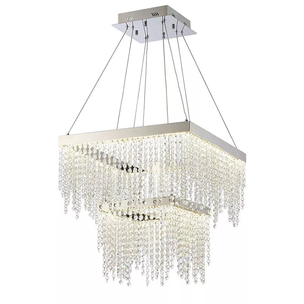 IL32863, a Diyas Bano Square 2 Tier Dimmable Pendant, is 47W LED, 4000K, polished chrome.