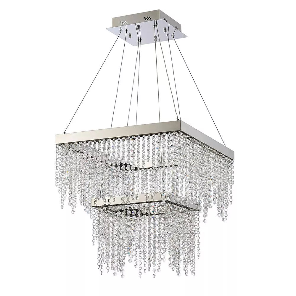 IL32863, a Diyas Bano Square 2 Tier Dimmable Pendant, is 47W LED, 4000K, polished chrome.