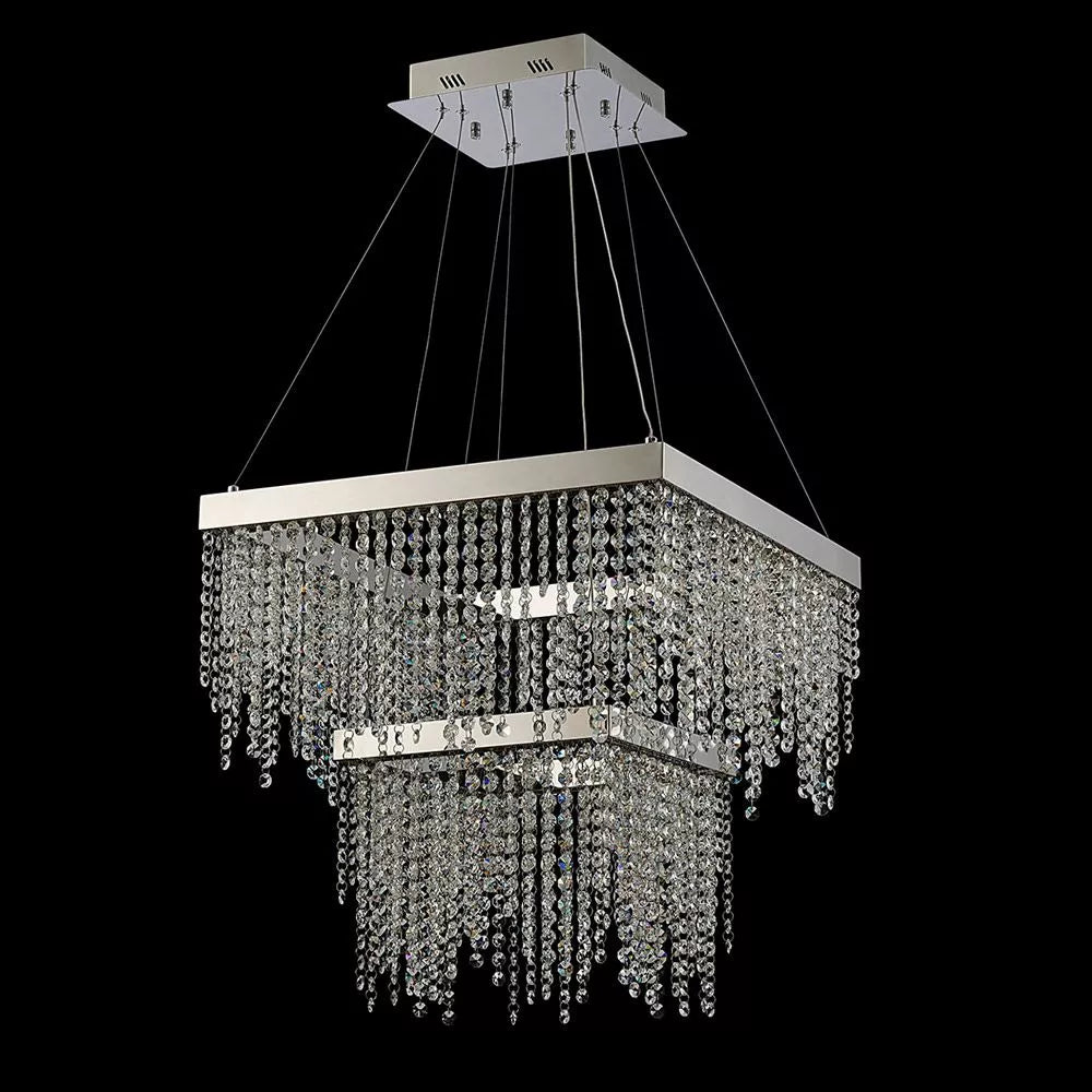 IL32863, a Diyas Bano Square 2 Tier Dimmable Pendant, is 47W LED, 4000K, polished chrome.