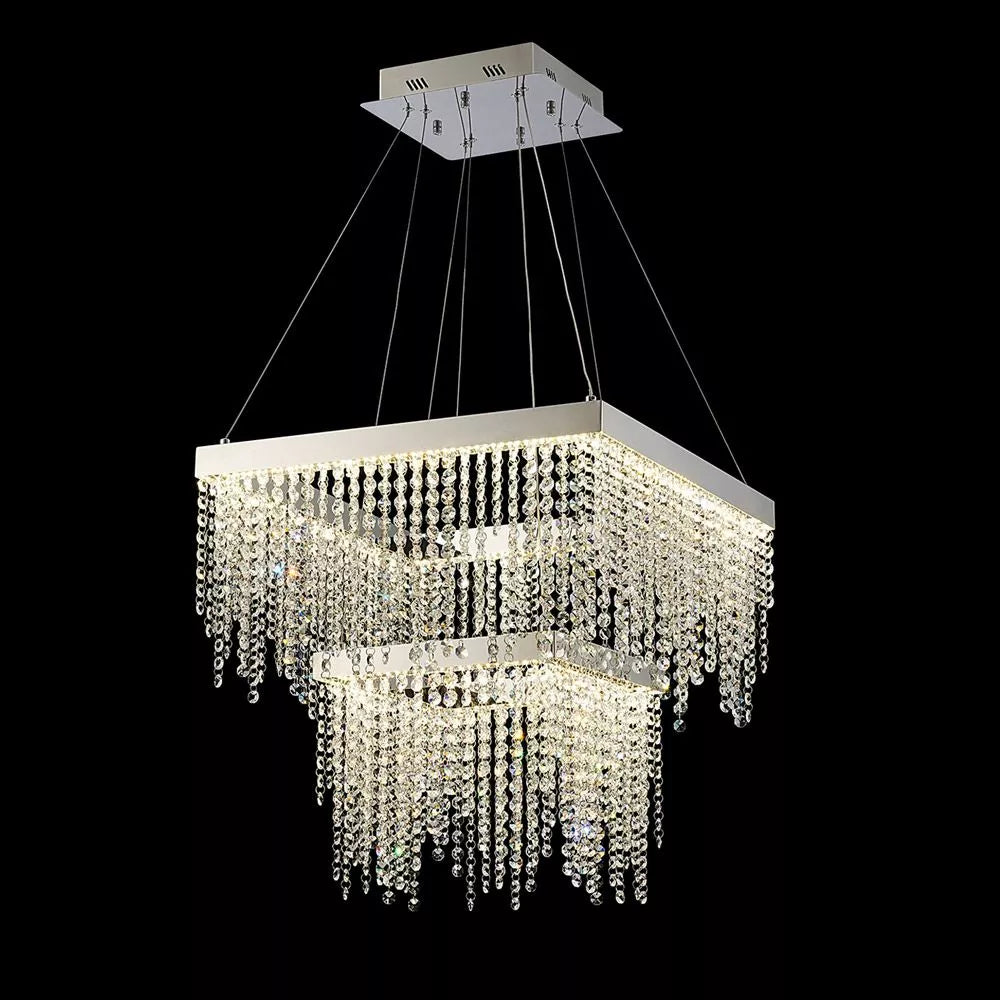 IL32863, a Diyas Bano Square 2 Tier Dimmable Pendant, is 47W LED, 4000K, polished chrome.