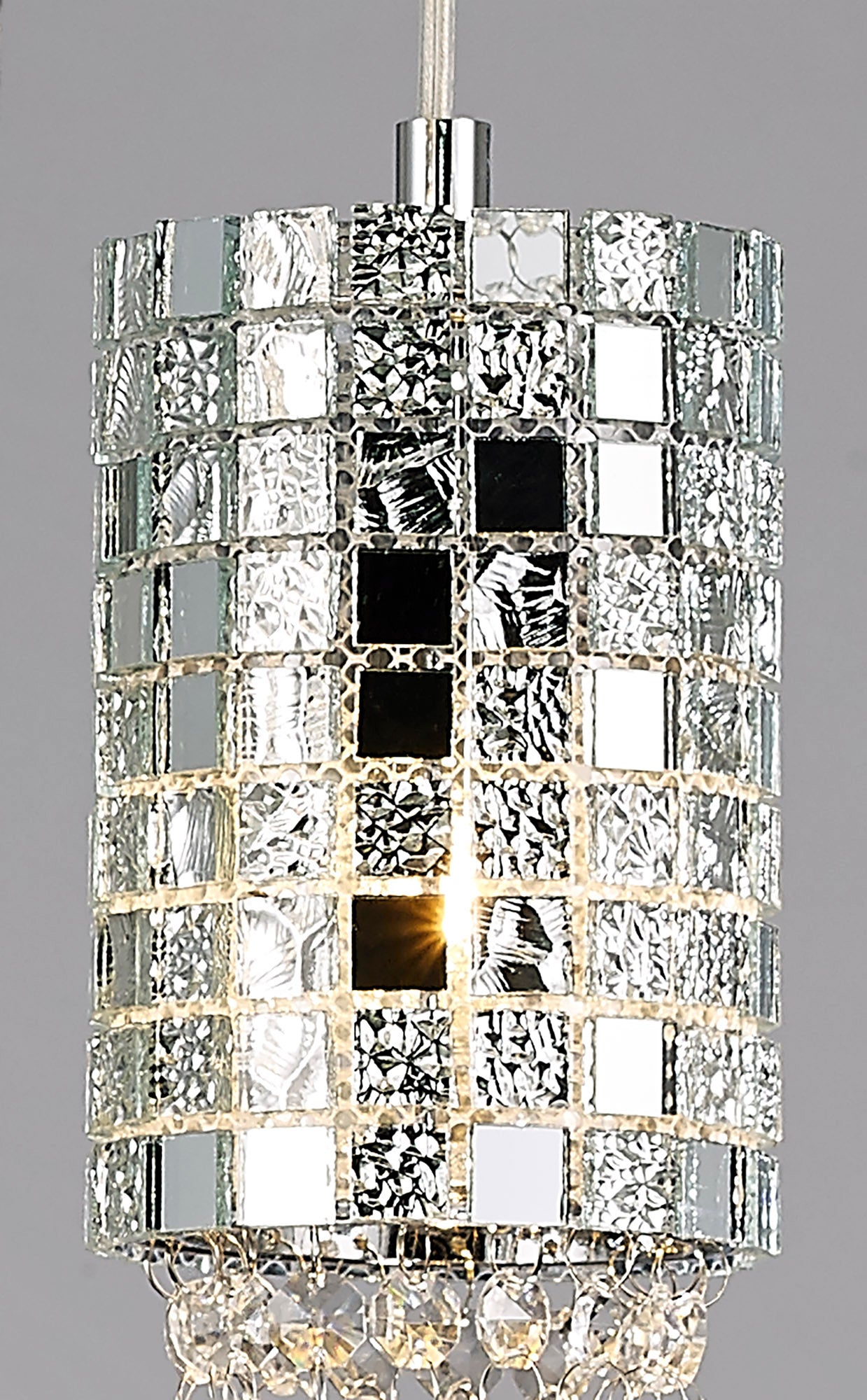 Camden Pendant 3 Light G9 Round Polished Chrome Mosaic Glass Crystal Diyas IL31624