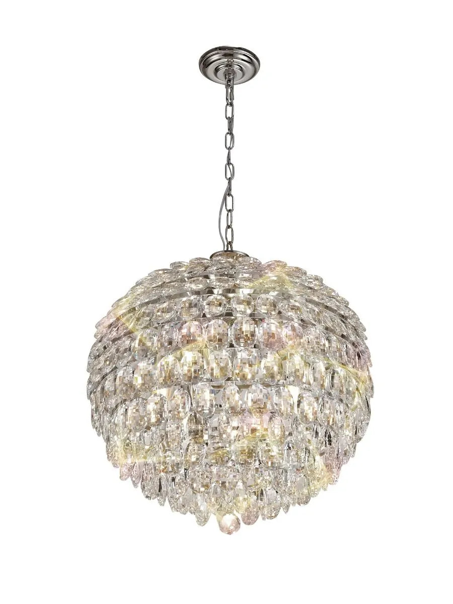 Crystal 9 Light Large Pendant Polished Chrome Frame Diyas Coniston IL32802