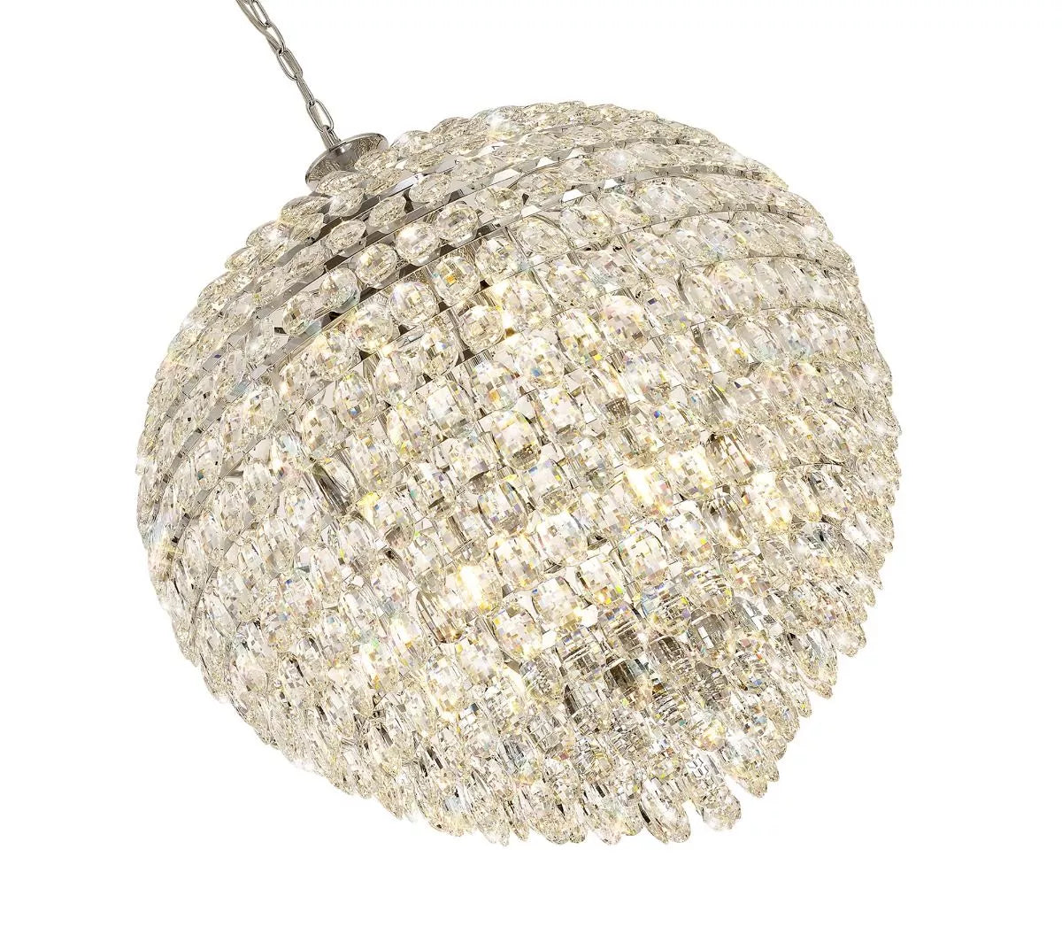 Crystal 16-light ceiling pendant with a polished chrome frame from Diyas in Coniston IL32809