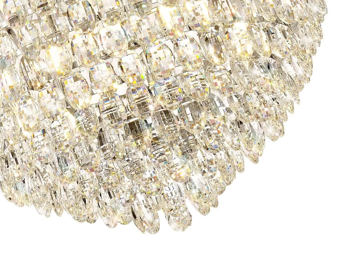 Crystal 16-light ceiling pendant with a polished chrome frame from Diyas in Coniston IL32809