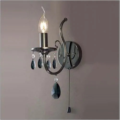 Diyas IL30901 Luna Wall Lamp 1 Light Black Chrome Crystal