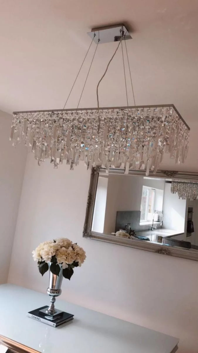 Diyas Maddison 6 Light Rectangular Polished Chrome/Crystal Pendant IL30255