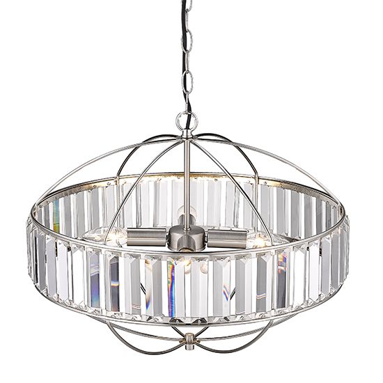 Satin Nickel Ceiling Pendant Light with 4 Bulbs by LX-Flor LXFLOR050SN4PEND