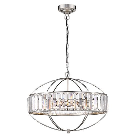 Satin Nickel Ceiling Pendant Light with 4 Bulbs by LX-Flor LXFLOR050SN4PEND