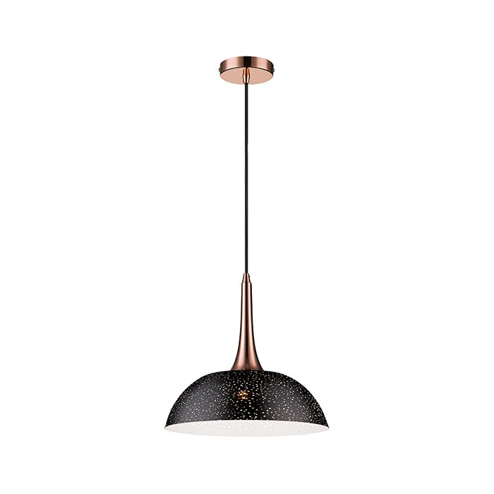 LX-Holborn LXHOLB030BL1PEND 1 Bulb Round Ceiling Pendant Light in Black and Copper