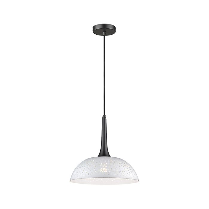 White and matte black LX-Holborn 1 Bulb Round Ceiling Pendant Light  LXHOLB030WH1PEND