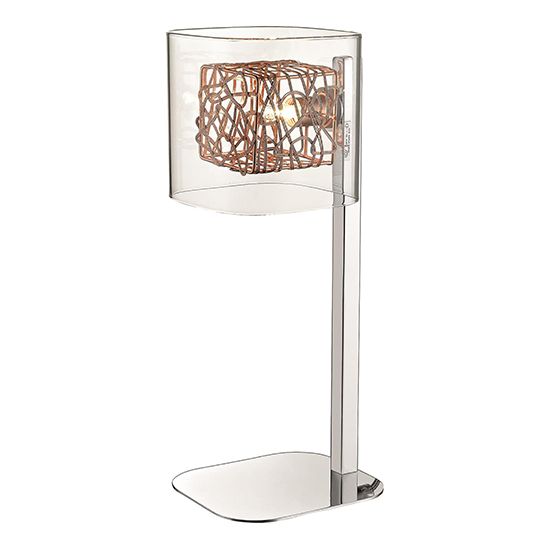 Copper Table Lamp with Clear Glass Shade (Holland 1) LXHOLL034CP1TABL