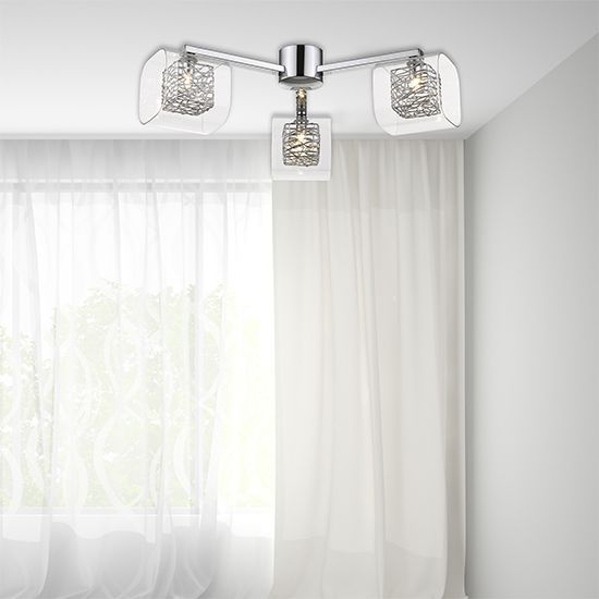 LX-Holland HOLL058CH3FLUS 3 Clear Glass Shade Bulbs Flush Ceiling Light