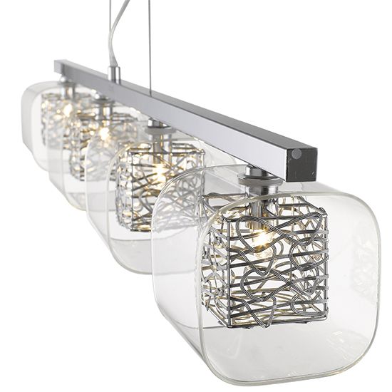 LX-Holland LXHOLL098CH4DECO 4 Clear Glass Shade Bulbs Decorative Ceiling Pendant Light