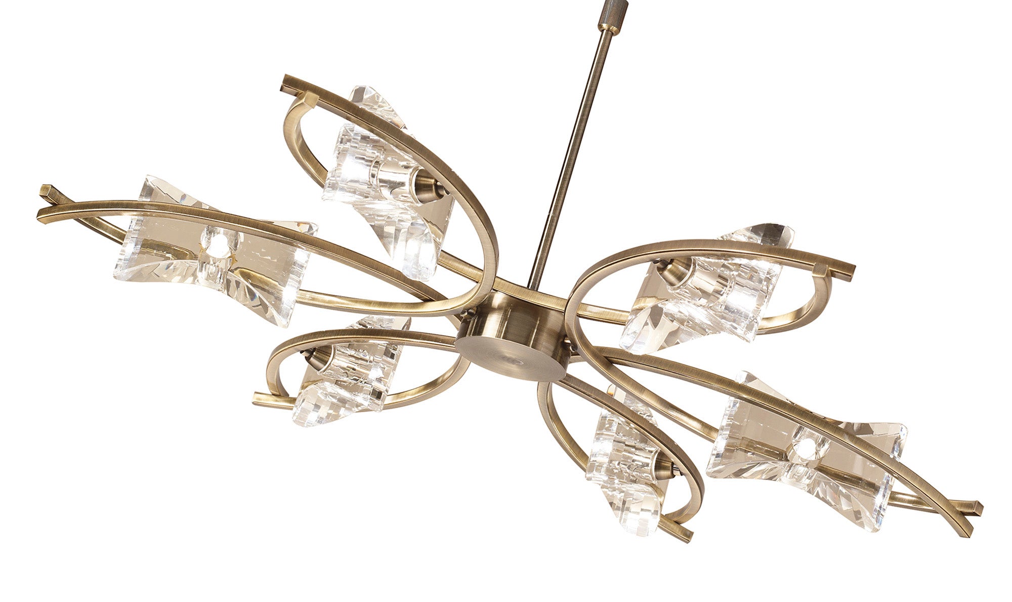 M0884AB Mantra Kromo Telescopic Semi Flush Convertible 6 Light G9 Antique Brass