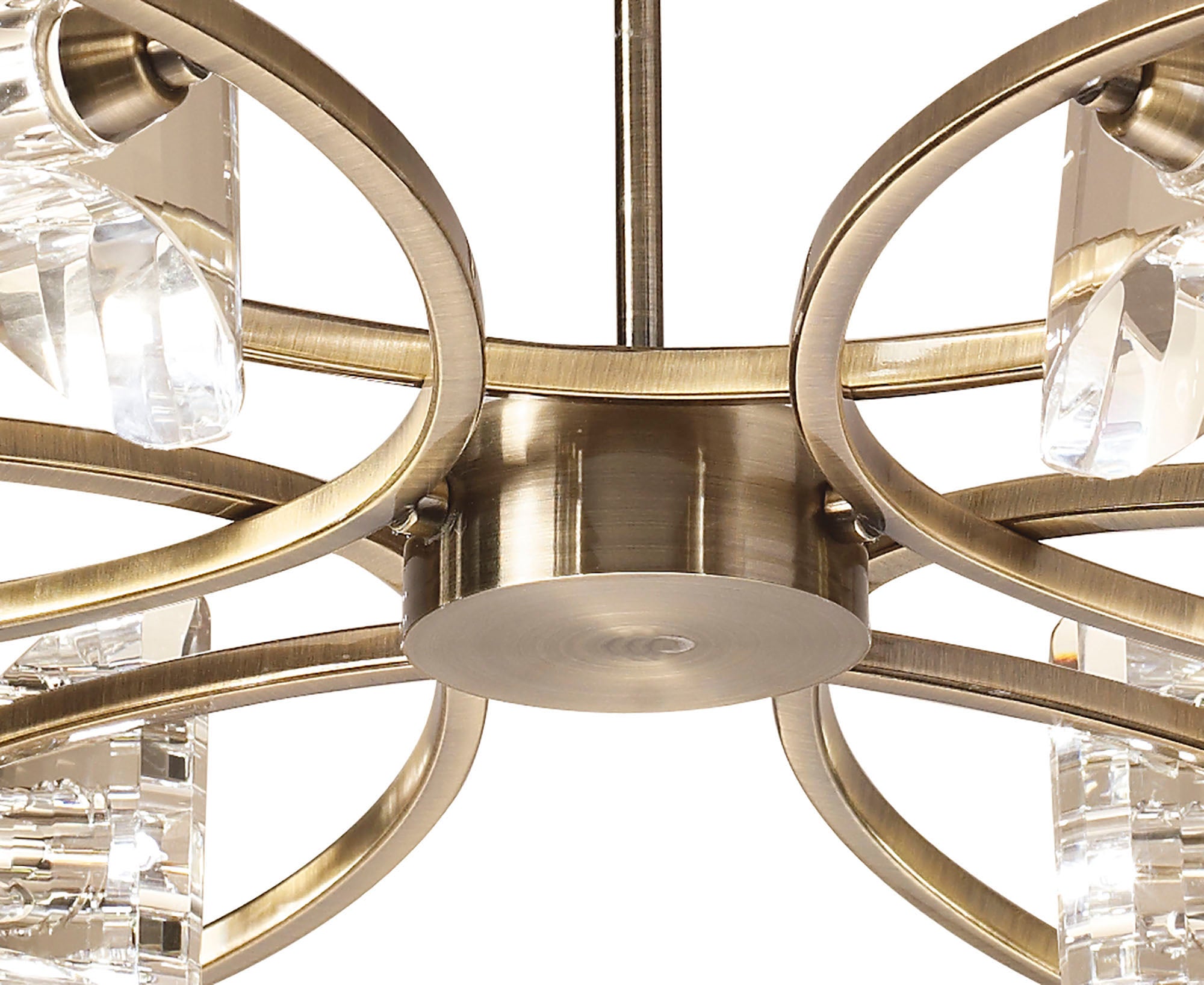 M0884AB Mantra Kromo Telescopic Semi Flush Convertible 6 Light G9 Antique Brass