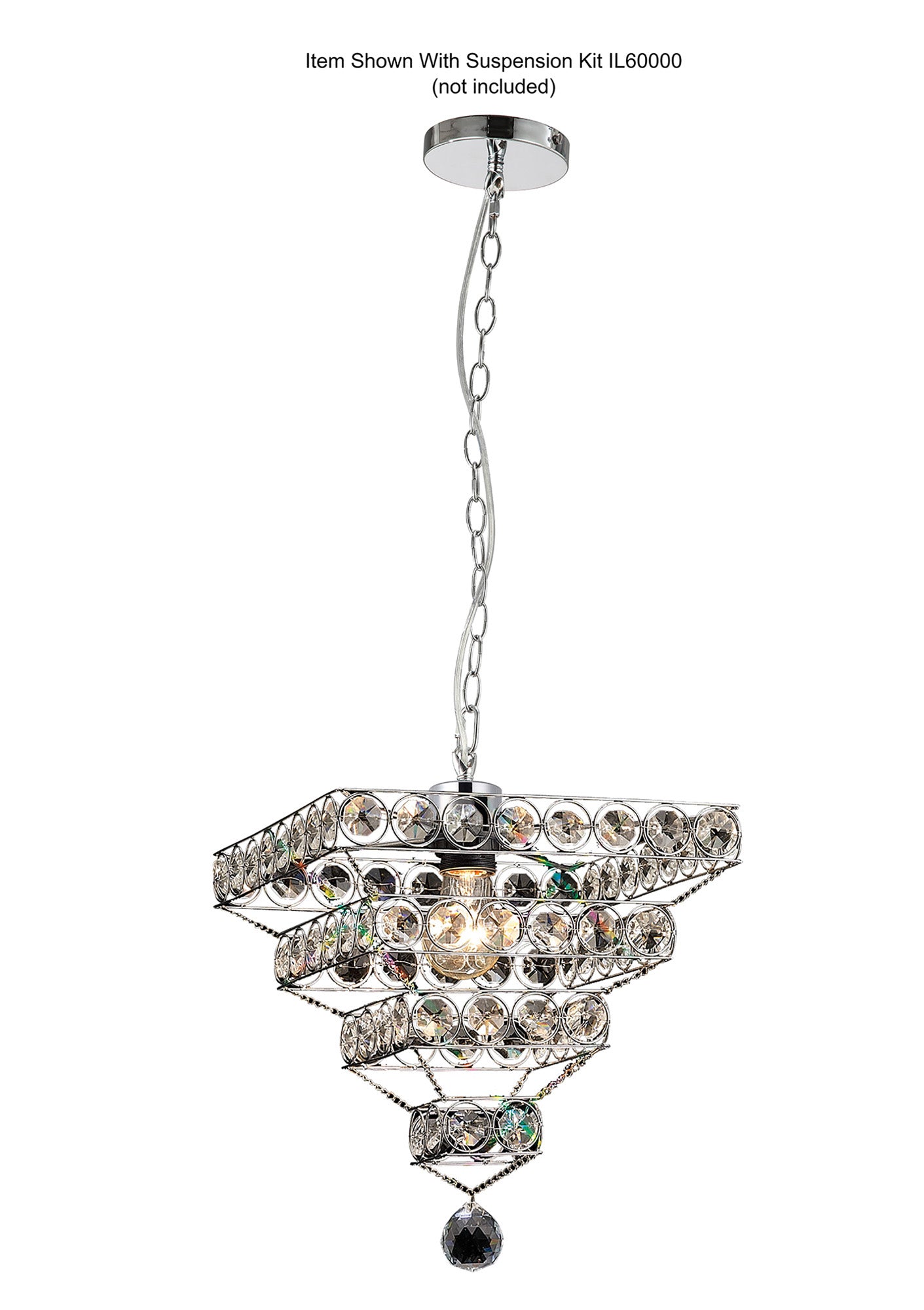 Kudo Crystal Pyramid Polished Chrome/Crystal Non-Electric Shade Only