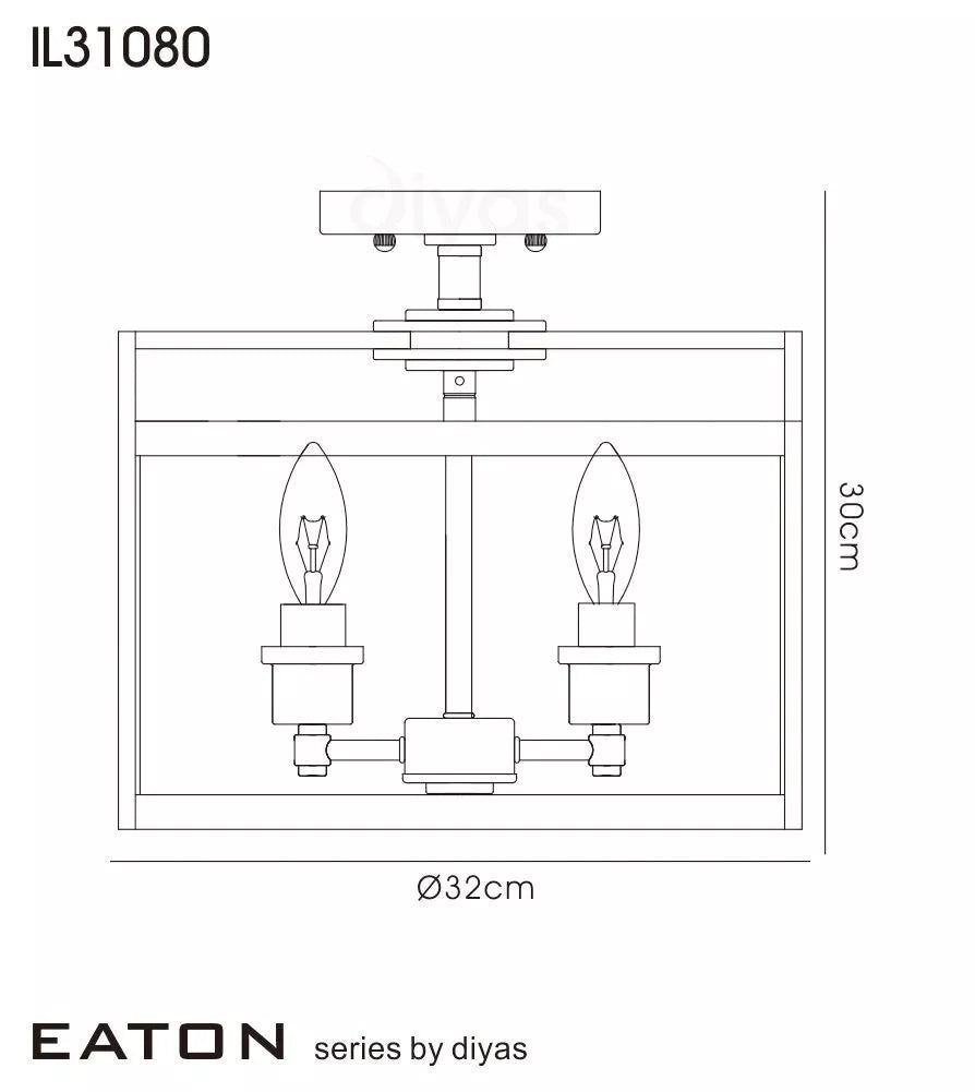 Eaton Semi Flush 3 Light Ceiling Lantern Polished Chrome Frame Diyas IL31080