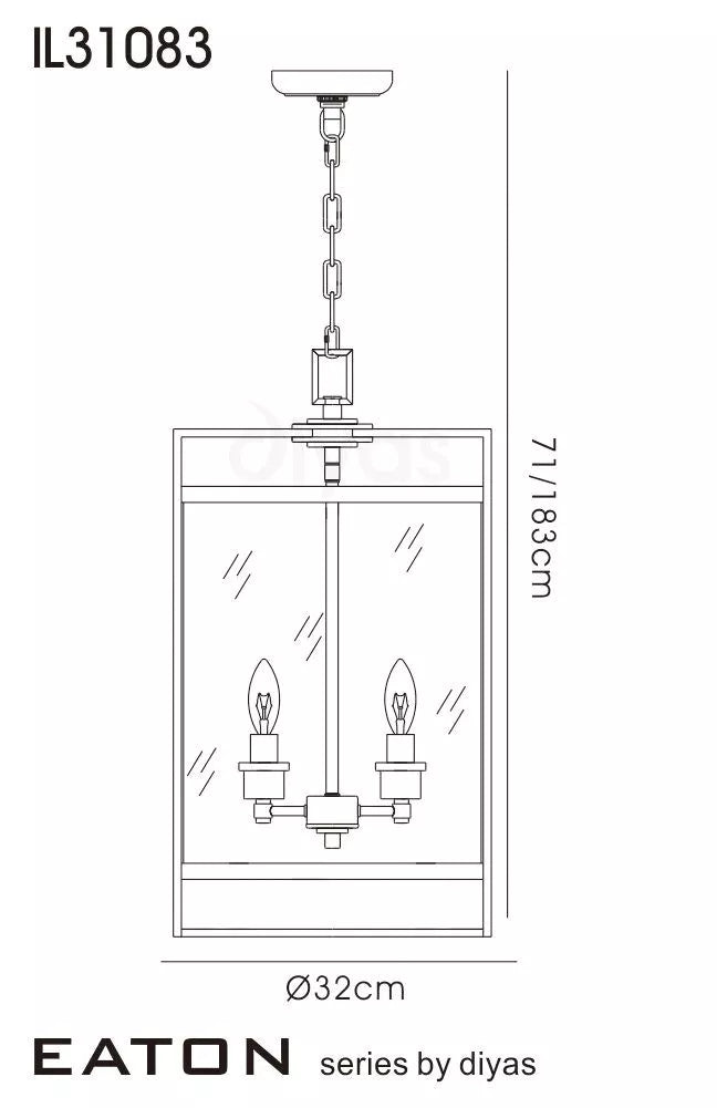 Eaton Pendant Diyas IL31083  4 Light Ceiling Lantern Polished Chrome Frame