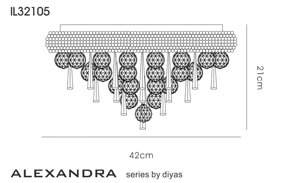 Gold/Crystal Diyas Alexandra 6 Light Ceiling Light IL32105