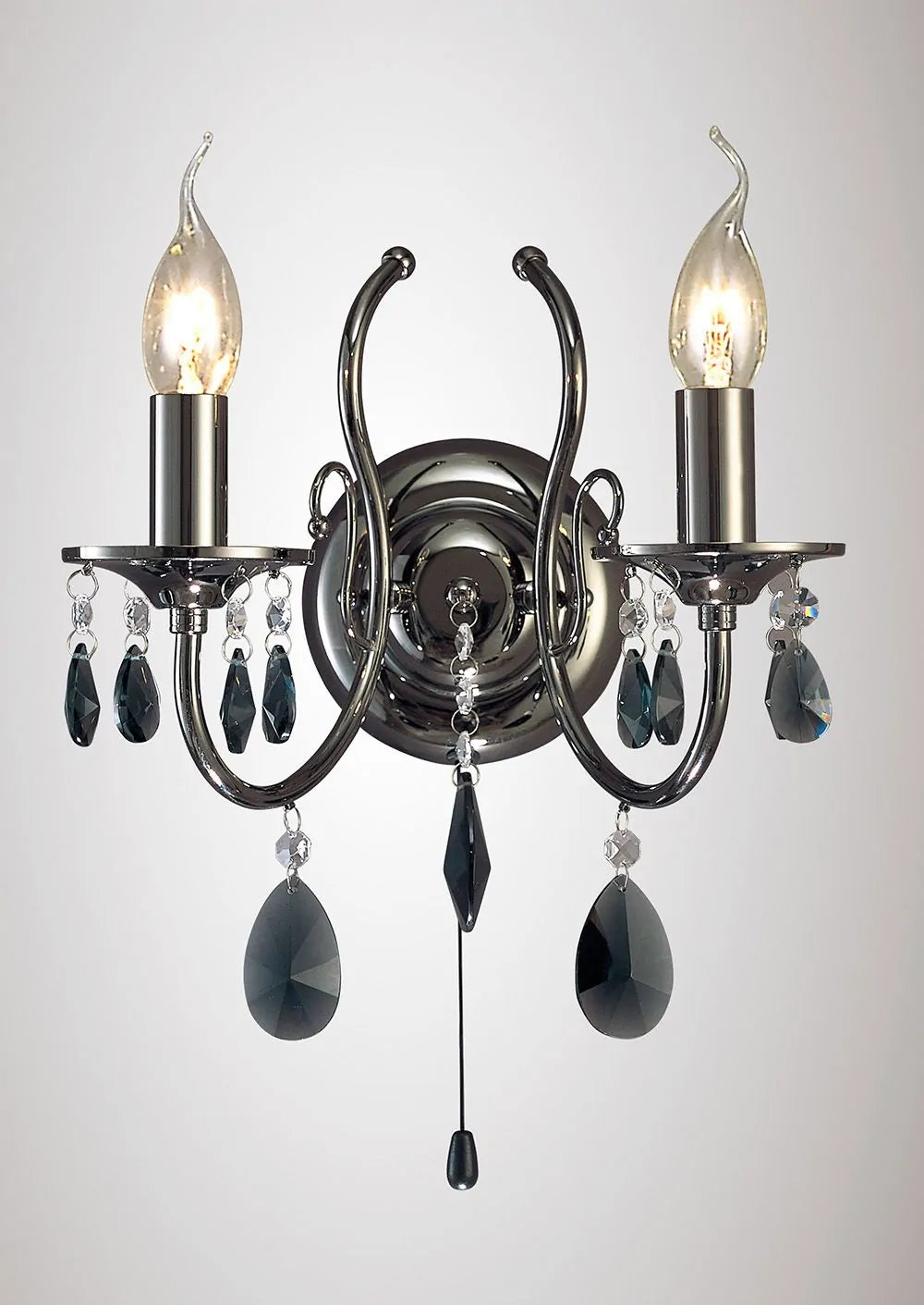 Diyas IL30902 Luna 2 Light Black Chrome Crystal Wall Lamp