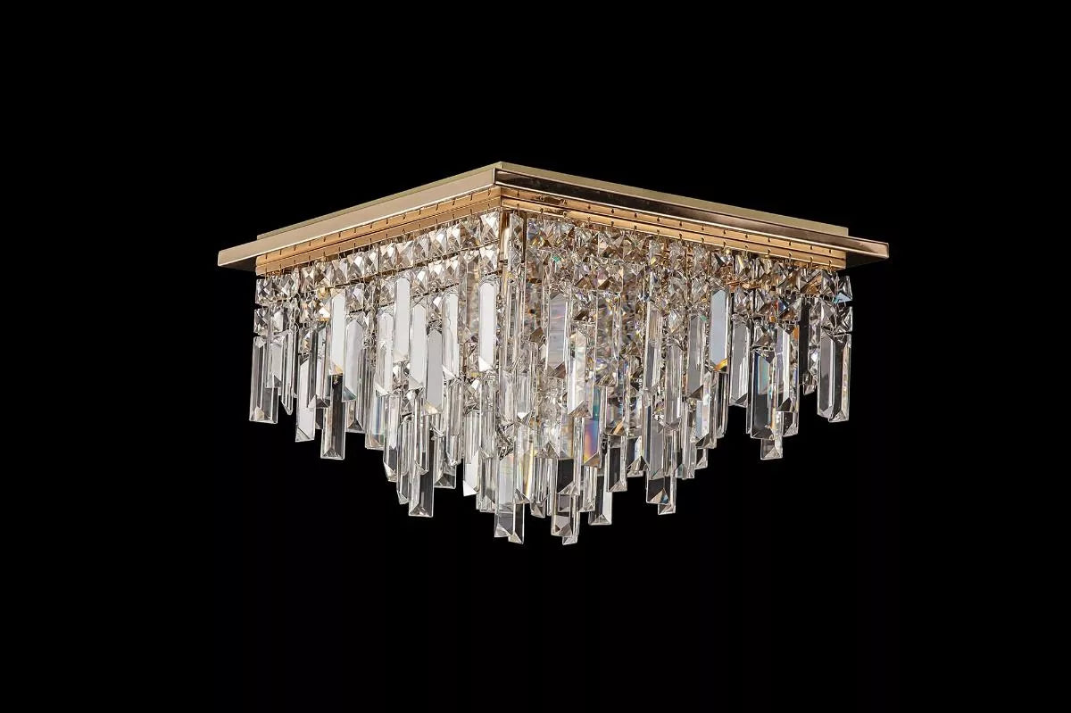 IL31812 Diyas Maddison 6 Light Square Flush Ceiling Fitting French Gold/Crystal