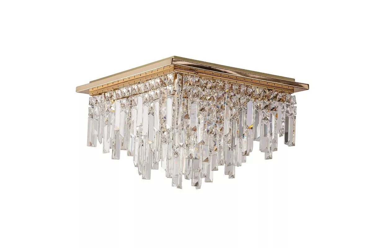 IL31812 Diyas Maddison 6 Light Square Flush Ceiling Fitting French Gold/Crystal