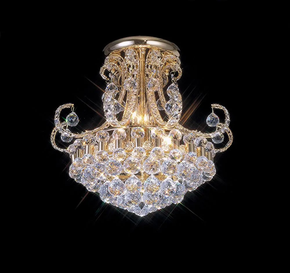 IL30006 Diyas Pearl Ceiling 9 Light French Gold/Crystal