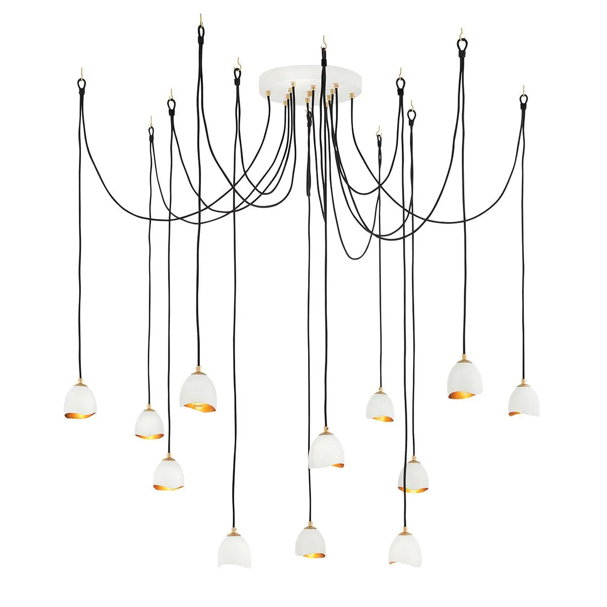 Quintessentiale QN-NULA-12P Nula 12 Light Pendant Fitting Shell White/Luxe Gold