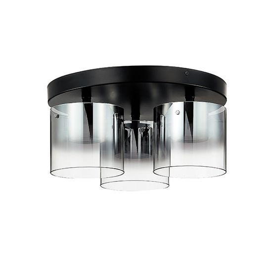 LX-Roundhay LXROUN045BL3FLUS 3 Smoked Glass Shade Bulbs Decorative Flush Ceiling Light