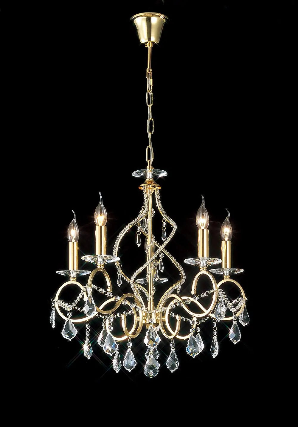 IL30325 Diyas Torino 5 Light French Gold Crystal Pendant