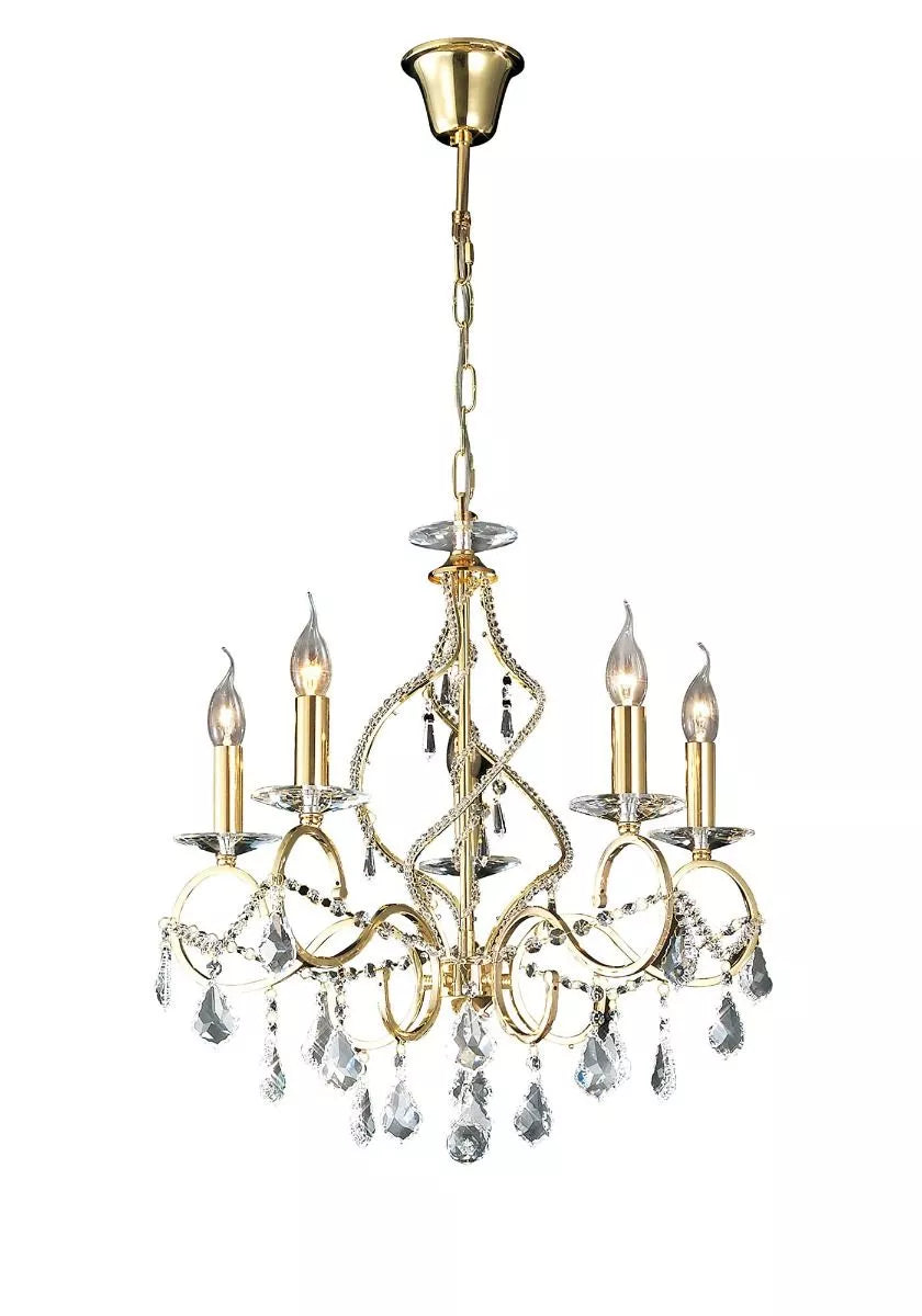 IL30325 Diyas Torino 5 Light French Gold Crystal Pendant