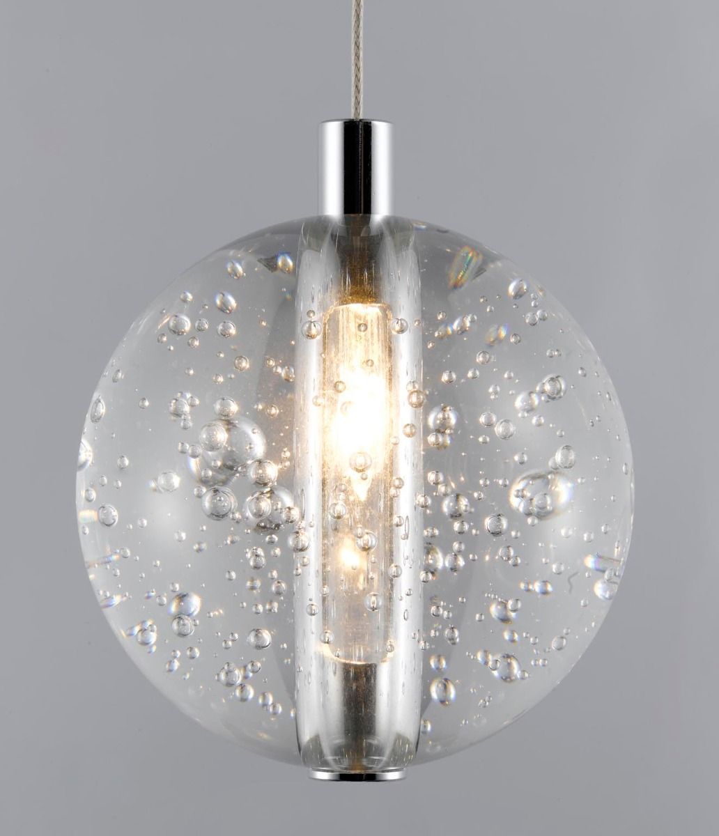 PD1302-1A CH/CL Avivo Bubbles 1 Light Pendant Chrome Clear Glass Ceiling Fitting