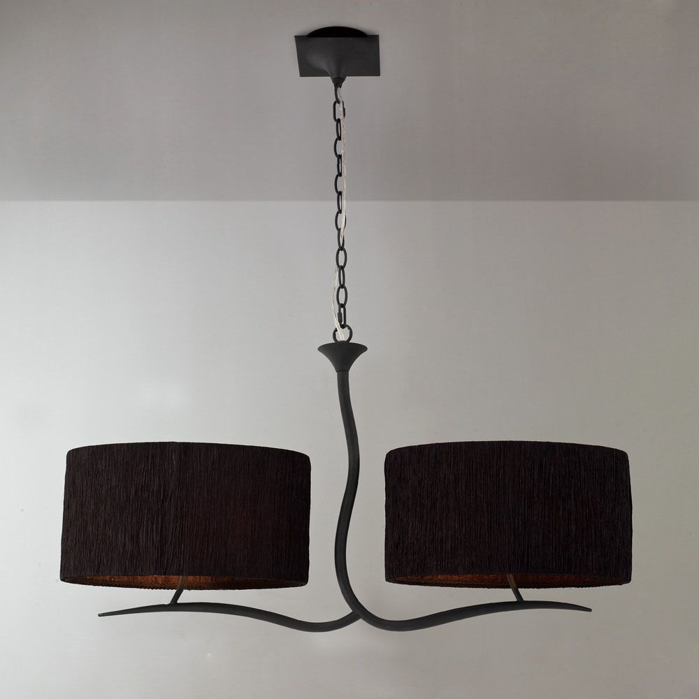 M1150 Mantra BS Eve Pendant Fitting 2 Arm 4 Light E27 Anthracite Black Oval Shades