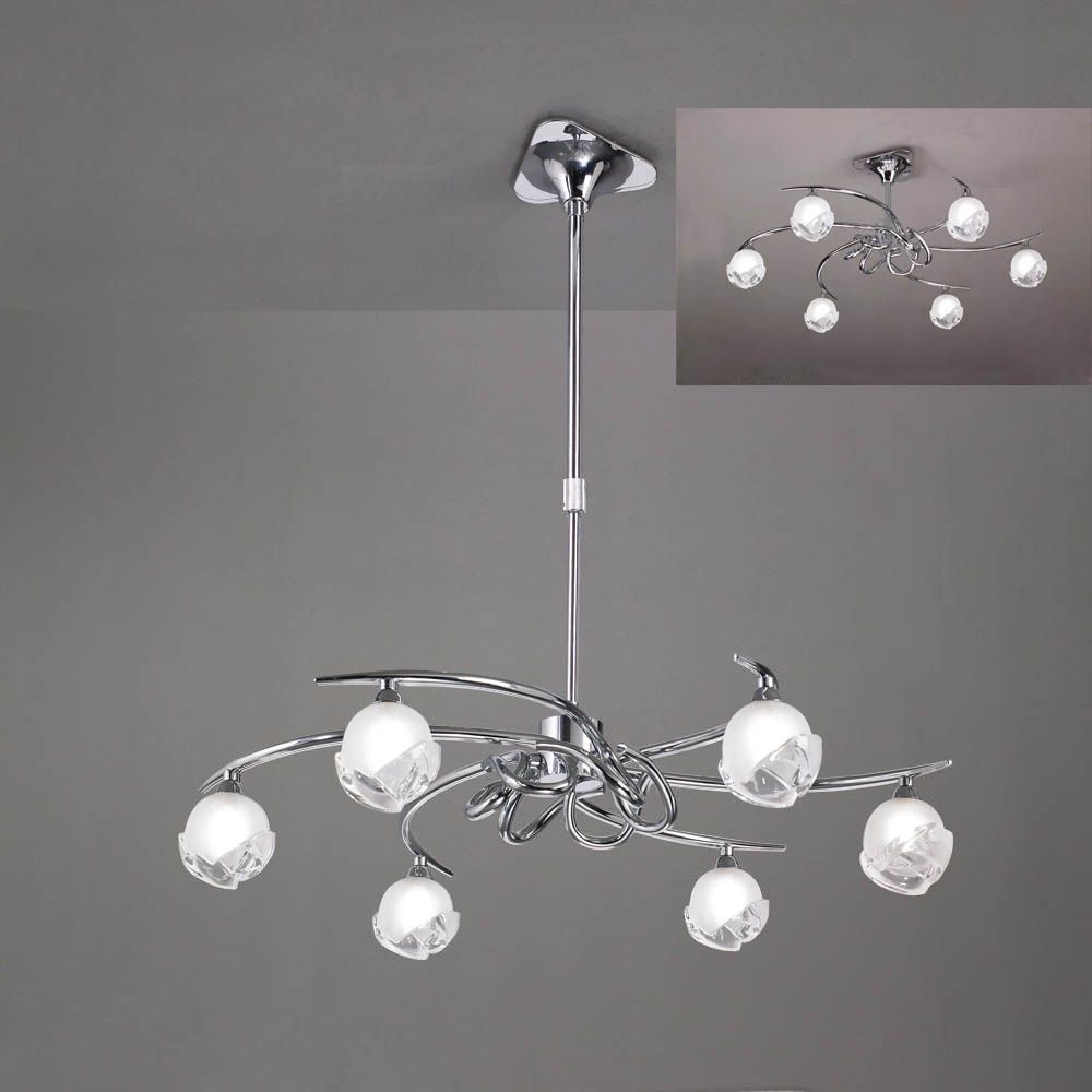 M0801 Mantra Fragma Telescopic Semi Flush Convertible 6 Light G9 Polished Chrome