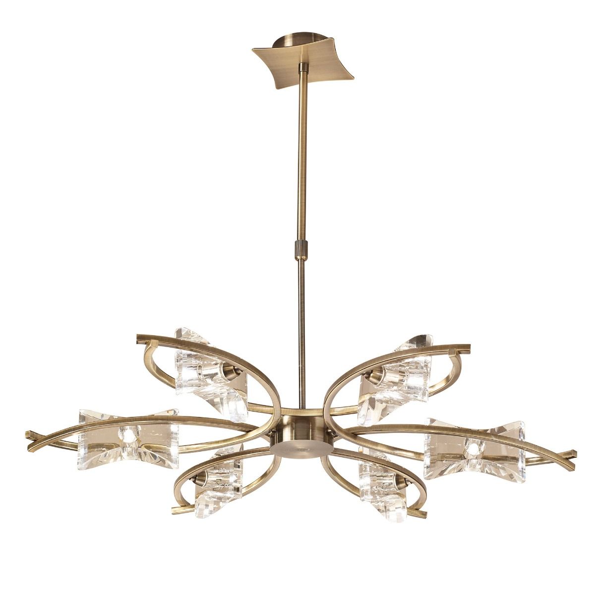 M0884AB Mantra Kromo Telescopic Semi Flush Convertible 6 Light G9 Antique Brass