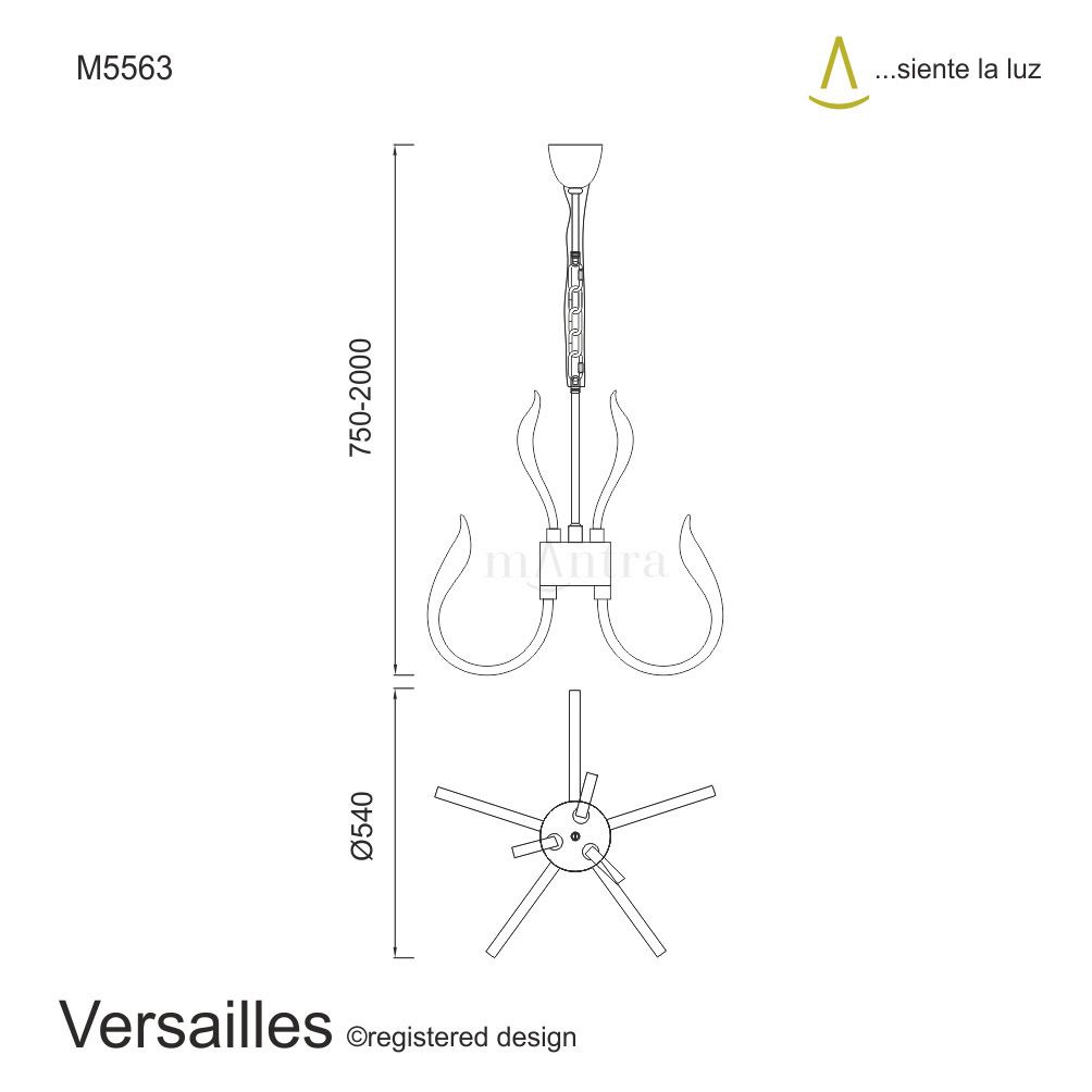 M5563 Mantra Versailles LED Polished Chrome Pendant