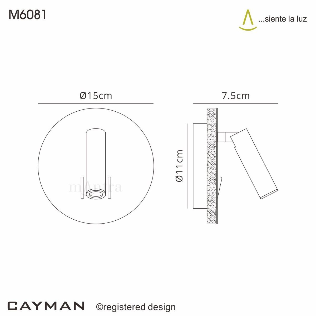 M6081 Mantra Cayman Reading Wall Light 6W + 3W LED 3000K 620lm Satin Nickel