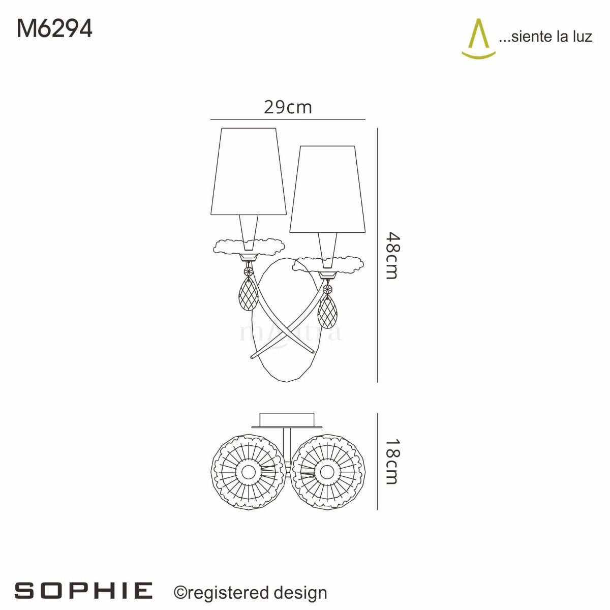 M6294 Mantra Sophie Twin Wall Light Gold